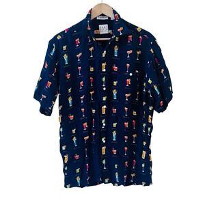 Vintage Saks Fifth Avenue Mens Cocktail Graphic Button Up Top Size‎ M Resort